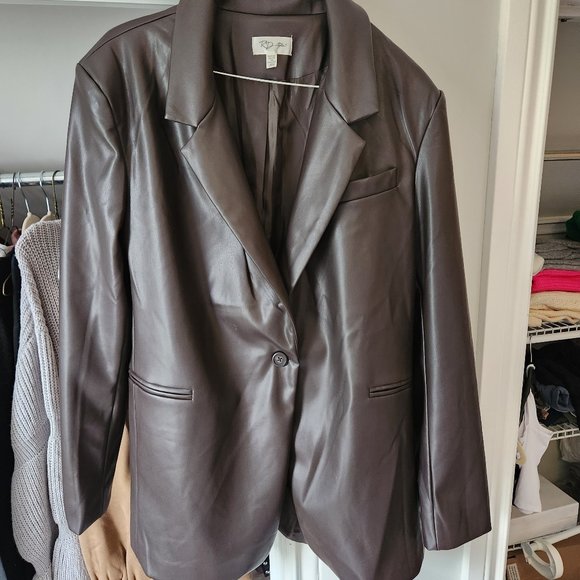 NWOT Vegan leather blazer - Picture 2 of 2